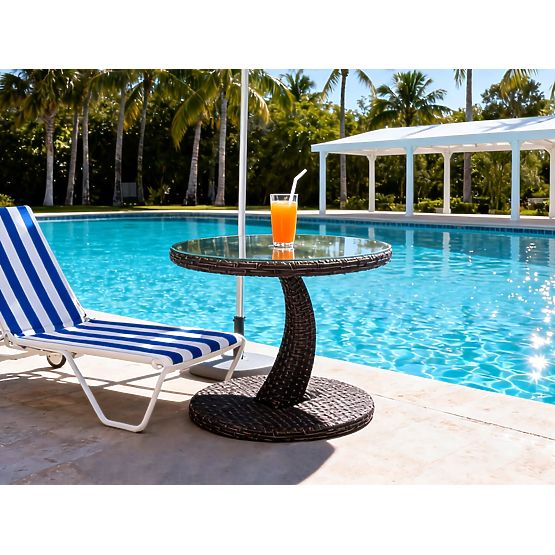 Table de balcon en résine tressée table basse ronde design moderne