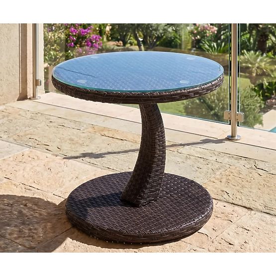 Table de balcon en résine tressée table basse ronde design moderne
