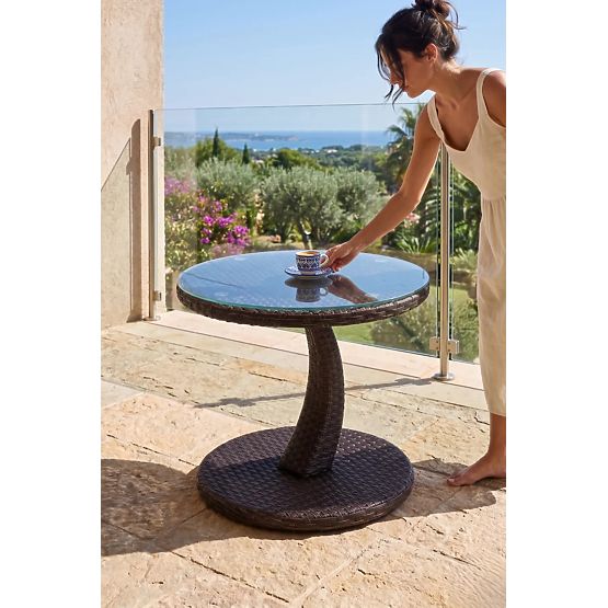 Table de balcon en résine tressée table basse ronde design moderne