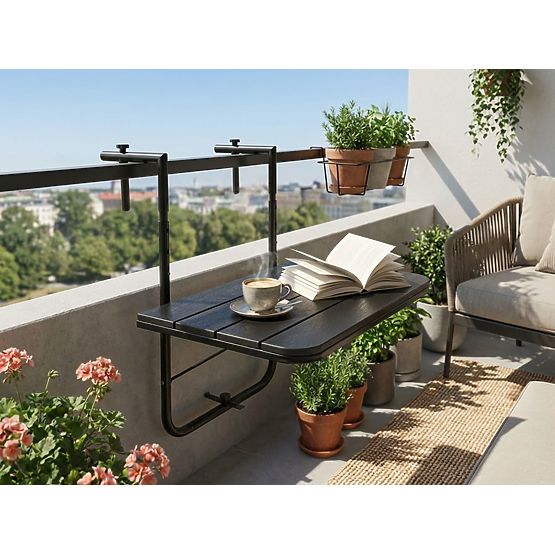 Table de balcon pliable ARETTO noir