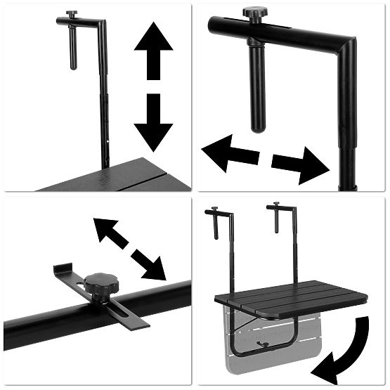 Table de balcon pliable ARETTO noir