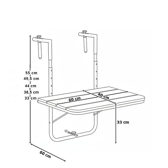 Table de balcon pliable ARETTO noir