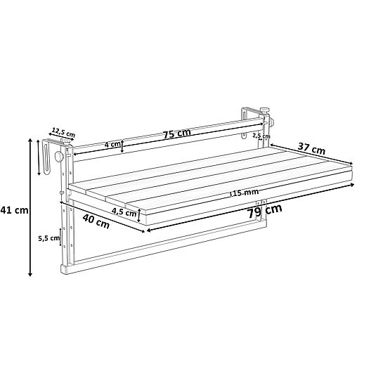 Table de balcon suspendue AGATTI BIS STONEWOOD