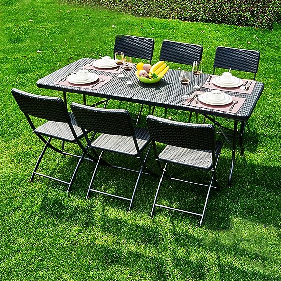 Table de banquet pliant de jardin 180 cm en rotin ModernHome