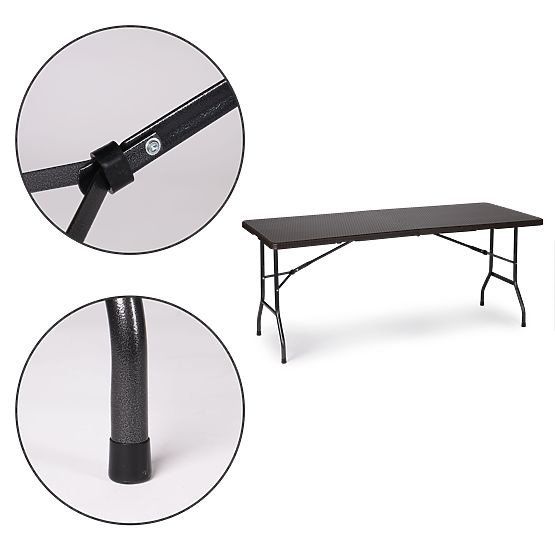 Table de banquet pliant de jardin 180 cm en rotin ModernHome