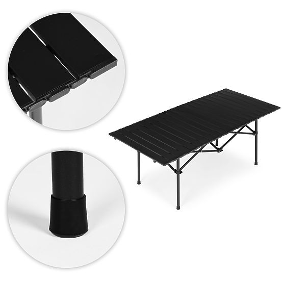 Table de camping pliable 120x55 cm avec sac noir MultiGarden