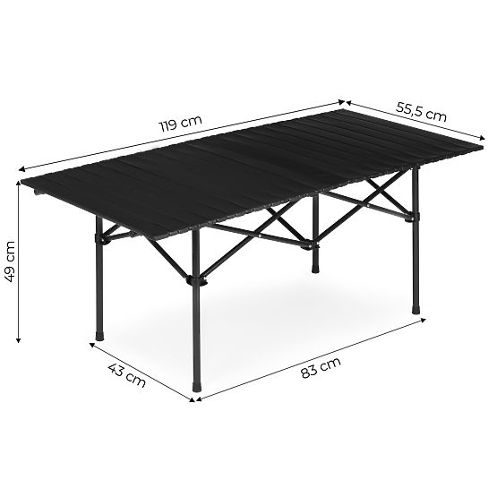 Table de camping pliable 120x55 cm avec sac noir MultiGarden