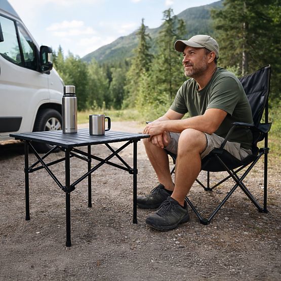 Table de camping pliable 53x55 cm avec sac noir MultiGarden