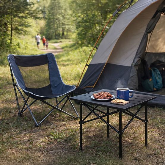 Table de camping pliable 53x55 cm avec sac noir MultiGarden