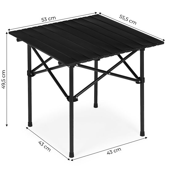Table de camping pliable 53x55 cm avec sac noir MultiGarden