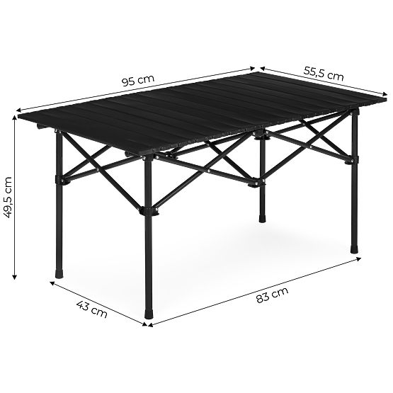 Table de camping pliable 95x55 cm avec sac noir MultiGarden