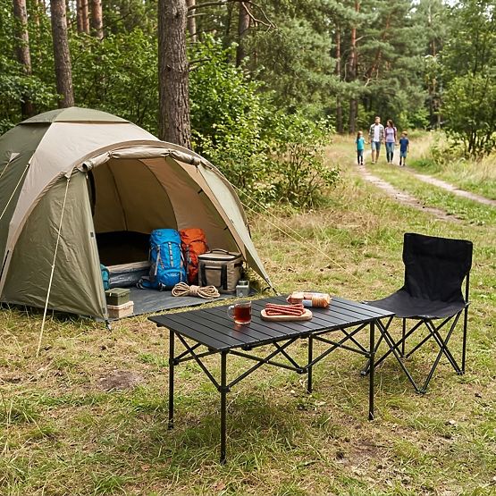 Table de camping pliable 95x55 cm avec sac noir MultiGarden