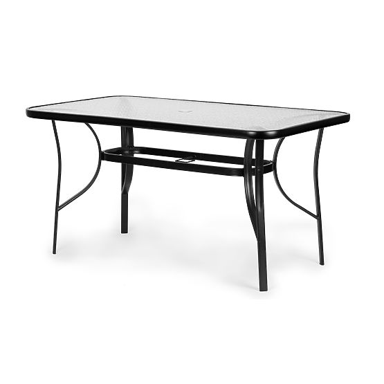 Table de jardin 160x90 cm en verre trempé grande surface pour terrasse jardin avec trou pour parasol