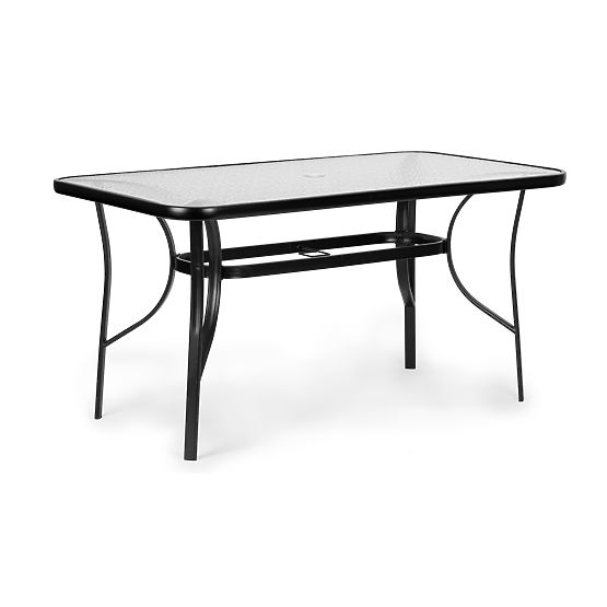 Table de jardin 160x90 cm en verre trempé grande surface pour terrasse jardin avec trou pour parasol