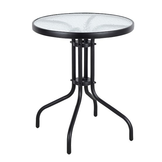 Table de jardin 60cm en verre trempé pour jardin, terrasse, balcon