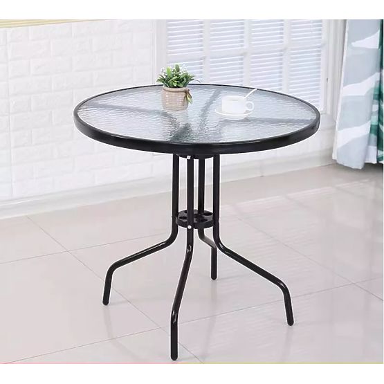Table de jardin 60cm en verre trempé pour jardin, terrasse, balcon