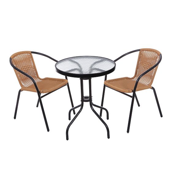 Table de jardin 60cm en verre trempé pour jardin, terrasse, balcon