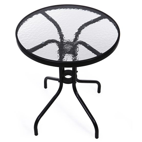 Table de jardin 60cm en verre trempé pour jardin, terrasse, balcon