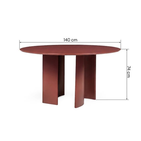 Table de jardin Amarello 140 cm, aluminium, rond, brun bordeaux