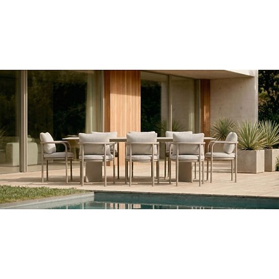 Table de jardin Amarello 220 cm, aluminium, rectangulaire, beige clair