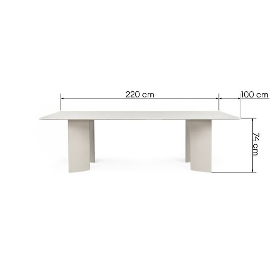 Table de jardin Amarello 220 cm, aluminium, rectangulaire, beige clair