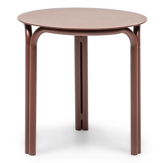 Table de jardin Amarello 45 cm, aluminium, ronde, brun bordeaux