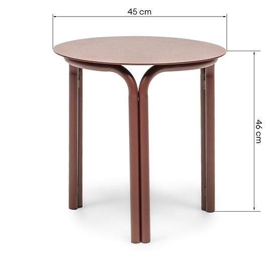 Table de jardin Amarello 45 cm, aluminium, ronde, brun bordeaux