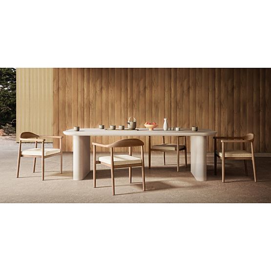 Table de jardin Astiara 240 cm, en ciment, beige clair, mat