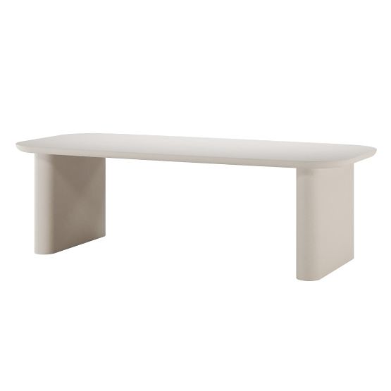 Table de jardin Astiara 240 cm, en ciment, beige clair, mat