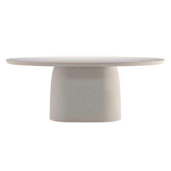 Table de jardin Biellora 200 cm, en ciment, ovale, beige clair, mat