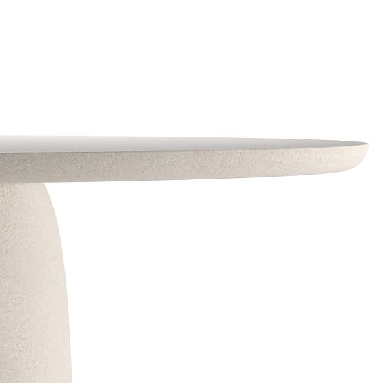 Table de jardin Biellora 200 cm, en ciment, ovale, beige clair, mat