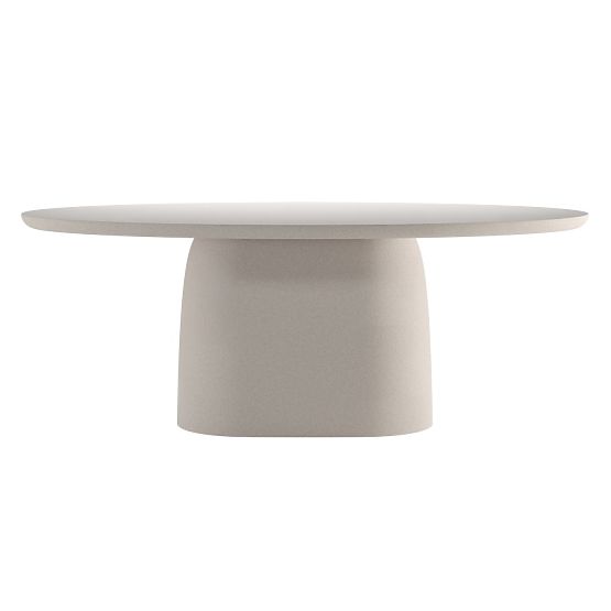 Table de jardin Biellora 200 cm, en ciment, ovale, beige clair, mat