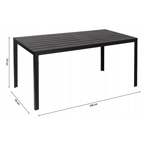 Table de jardin de restauration 156 x 78 cm Noir