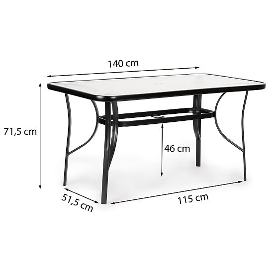 Table de jardin en verre Wave 140x80cm terrasse balcon