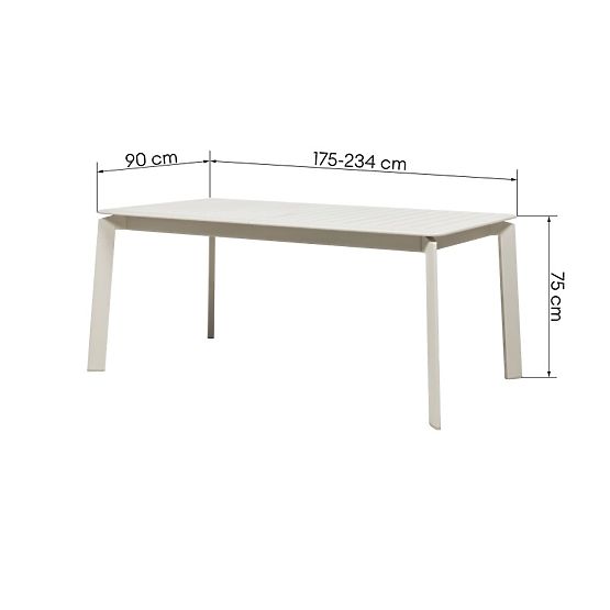 Table de jardin extensible Canelli 175-234 cm, aluminium, rectangulaire, beige clair