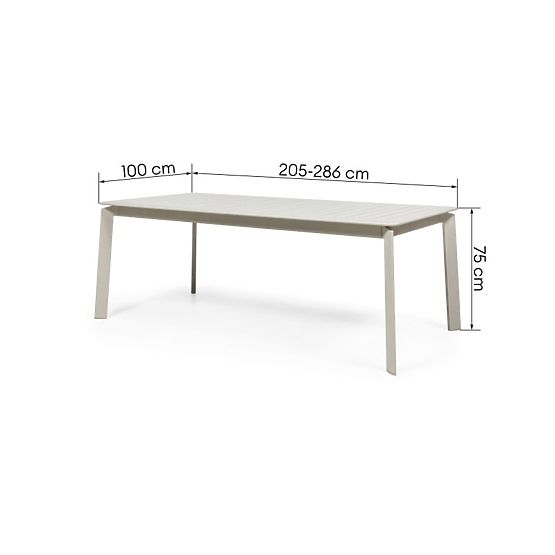 Table de jardin extensible Canelli 205-286 cm, aluminium, rectangulaire, beige clair