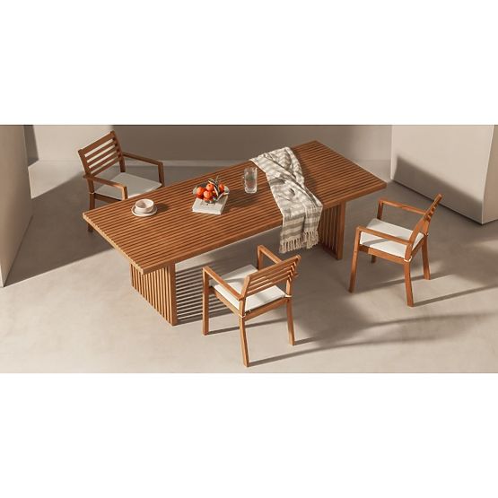 Table de jardin Familis ll 240 cm, bois d'eucalyptus FSC, aspect teck