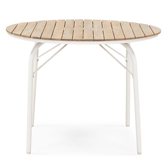 Table de jardin Fioli rond 100 cm, bois d'acacia FSC, blanc
