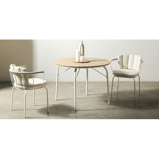 Table de jardin Fioli rond 100 cm, bois d'acacia FSC, blanc