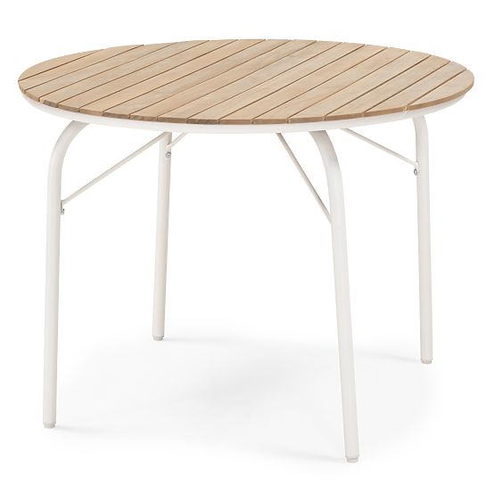 Table de jardin Fioli rond 100 cm, bois d'acacia FSC, blanc
