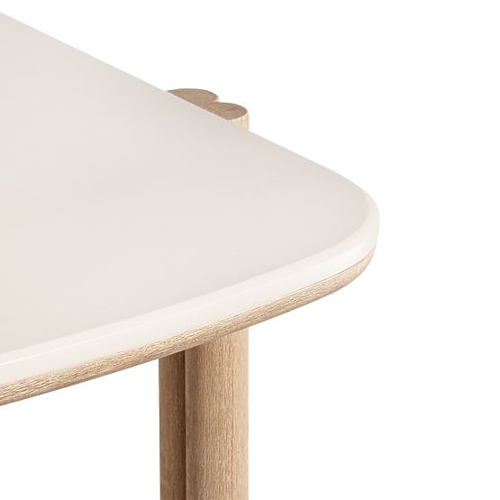 Table de jardin Komorebi 280 cm avec plateau en pierre, bois d'acacia clair/beige clair, rectangulai