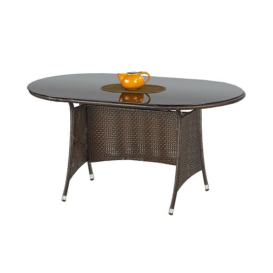 Table de jardin MASTER, couleur : verre - noir, rotin - brun foncé (2p=1ks)