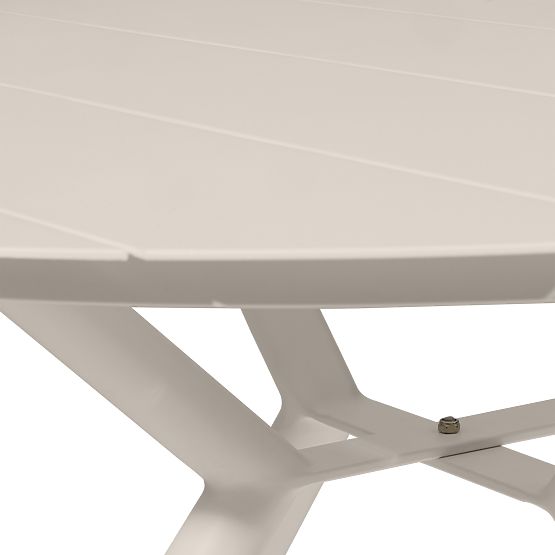 Table de jardin Piretto 126,5 cm, aluminium, rond, beige clair
