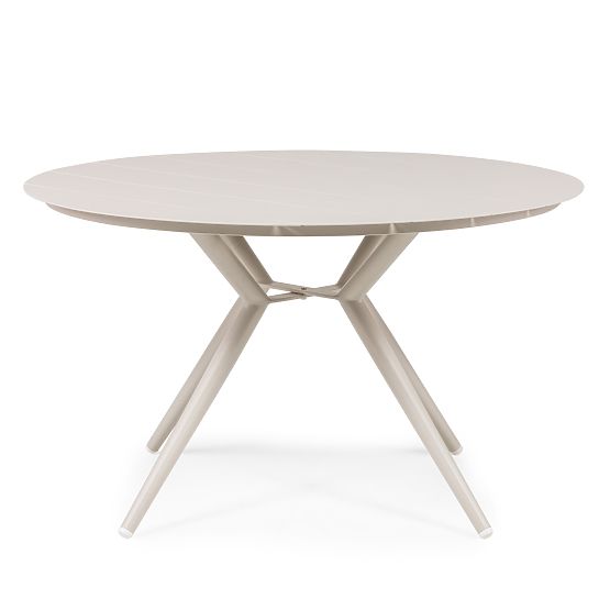 Table de jardin Piretto 126,5 cm, aluminium, rond, beige clair