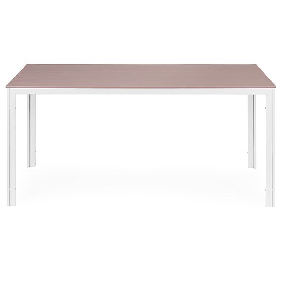 Table de jardin pour 6 personnes 156x78 cm polywood mobilier de terrasse beige blanc MultiGarden