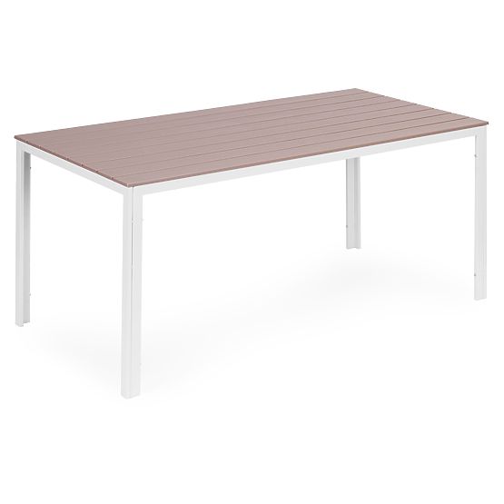 Table de jardin pour 6 personnes 156x78 cm polywood mobilier de terrasse beige blanc MultiGarden