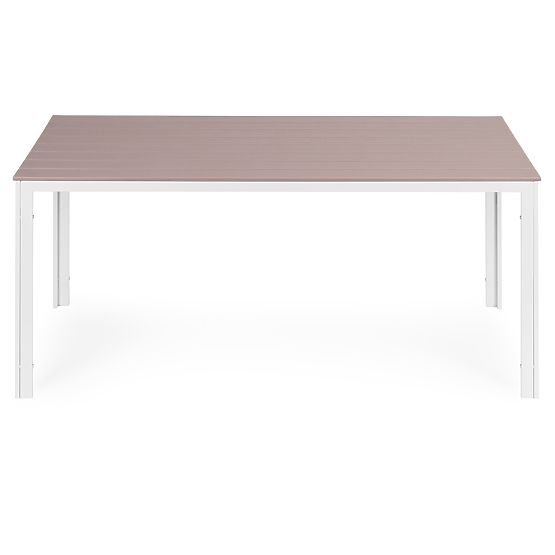 Table de jardin pour 6 personnes 156x78 cm polywood mobilier de terrasse beige blanc MultiGarden
