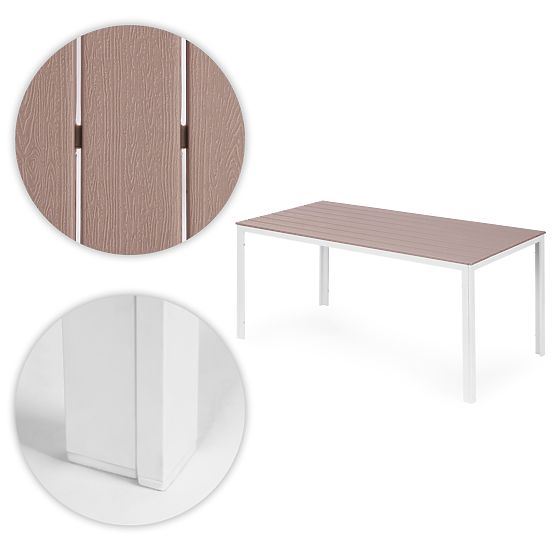 Table de jardin pour 6 personnes 156x78 cm polywood mobilier de terrasse beige blanc MultiGarden