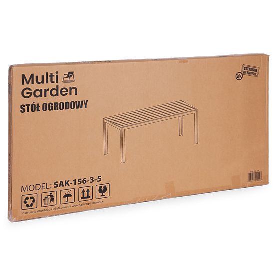 Table de jardin pour 6 personnes 156x78 cm polywood mobilier de terrasse beige blanc MultiGarden