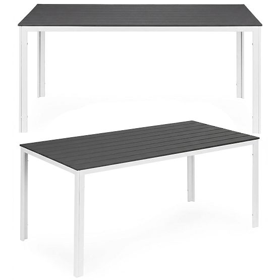 Table de jardin pour 6 personnes 156x78 cm polywood mobilier de terrasse gris blanc MultiGarden